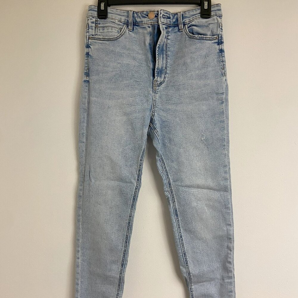 Light Wash Jeans High Waist Size 8 Stradivarius Brand Straight Cut